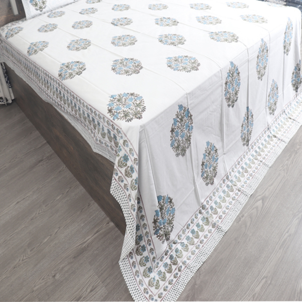 COTTON HANDBLOCK PRINTED BEDSHEET