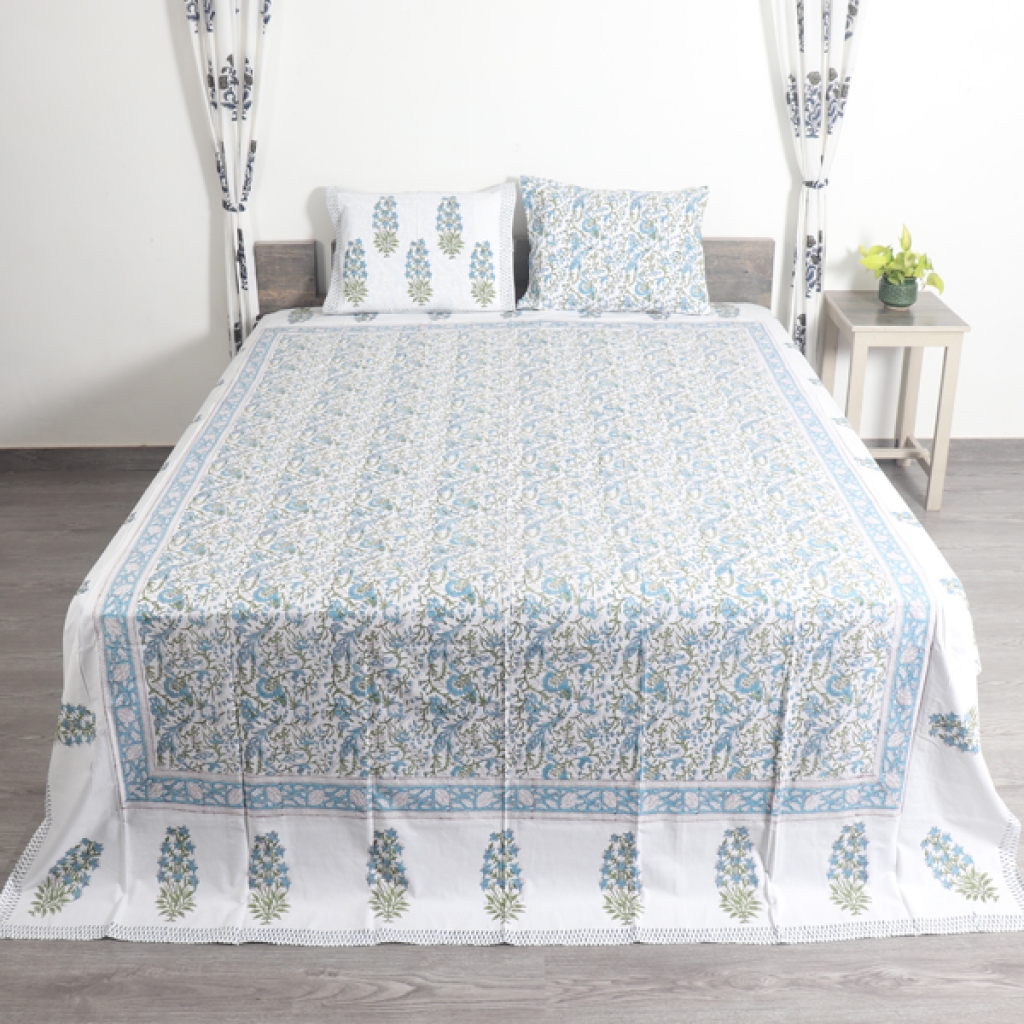 COTTON HANDBLOCK PRINTED BEDSHEET