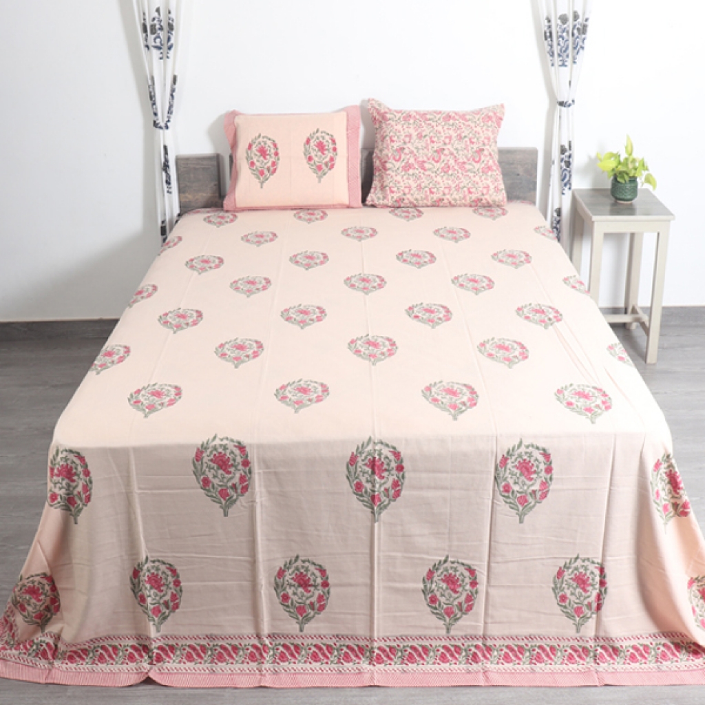 COTTON HANDBLOCK PRINTED BEDSHEET