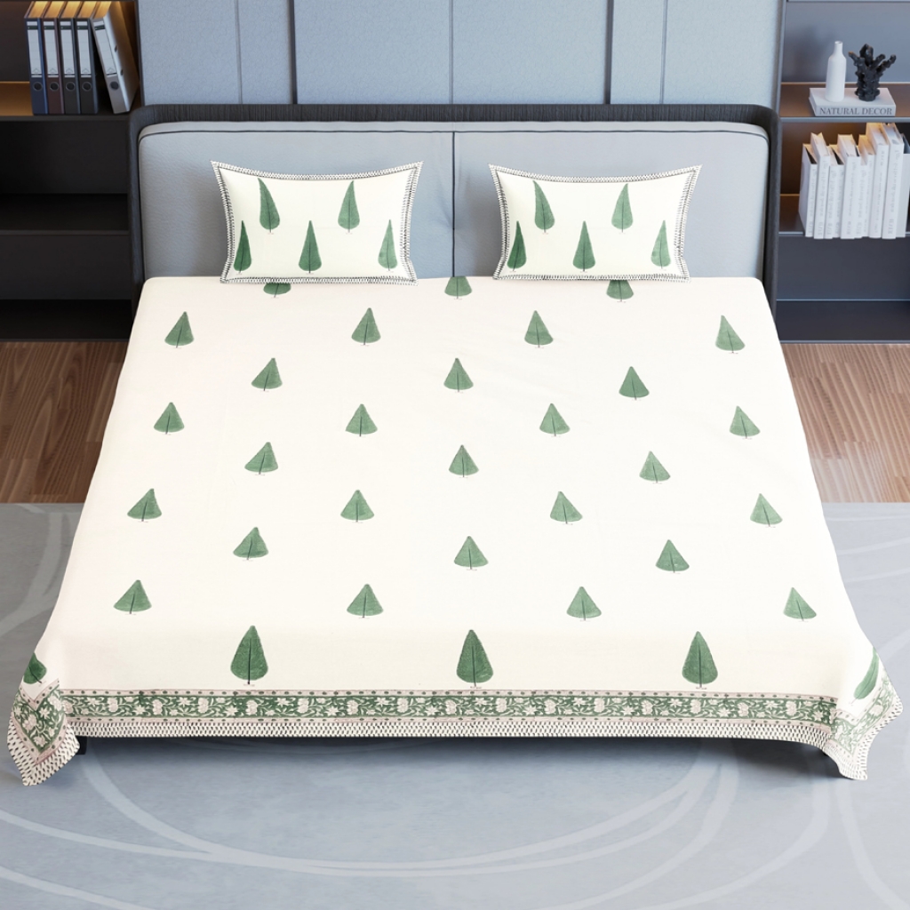 COTTON HANDBLOCK PRINTED BEDSHEET