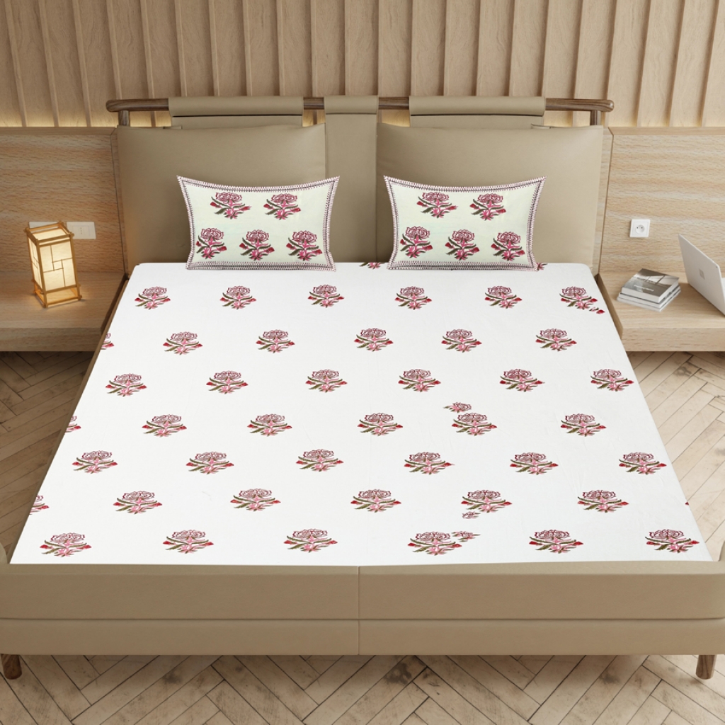 COTTON HANDBLOCK PRINTED BEDSHEET