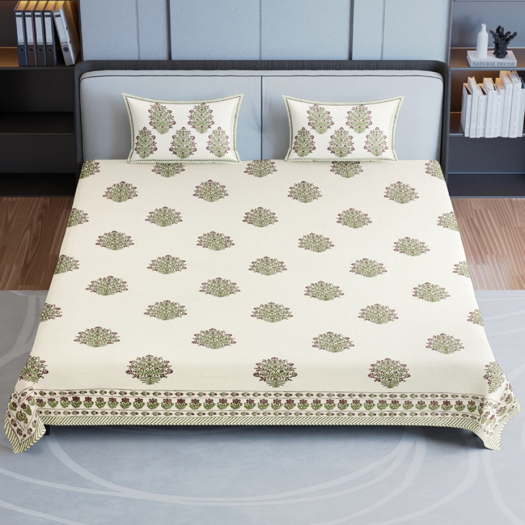 COTTON HANDBLOCK PRINTED BEDSHEET