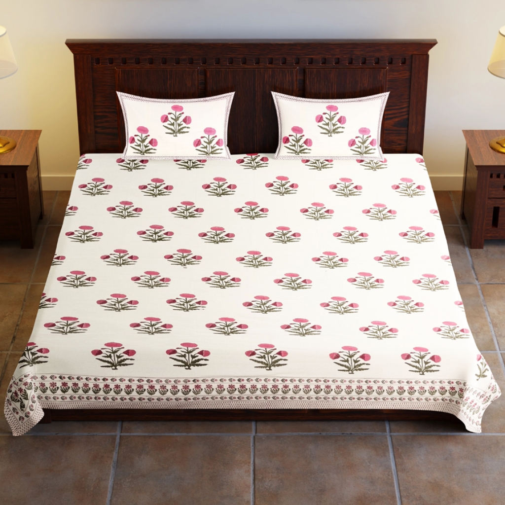 COTTON HANDBLOCK PRINTED BEDSHEET