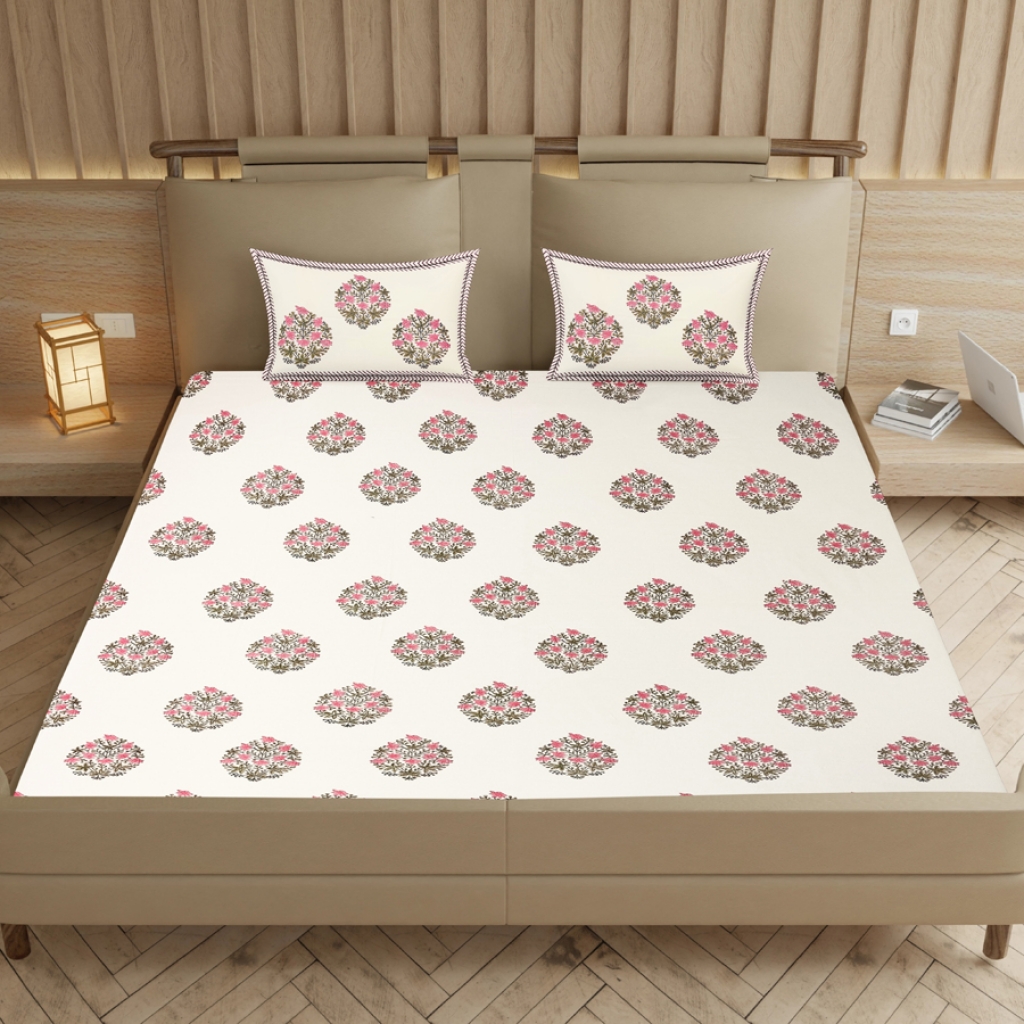 COTTON HANDBLOCK PRINTED BEDSHEET