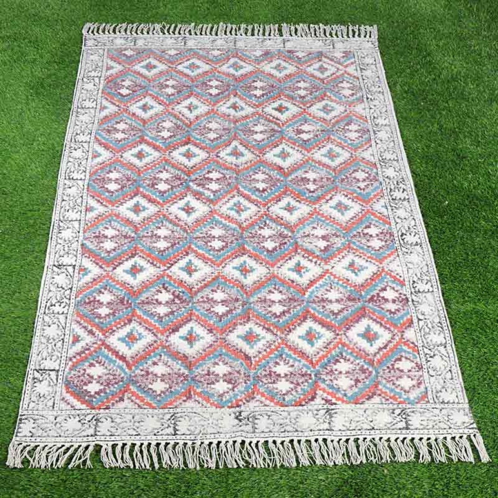 COTTON HAND BLOCK ALL OVER PRINT RUGS