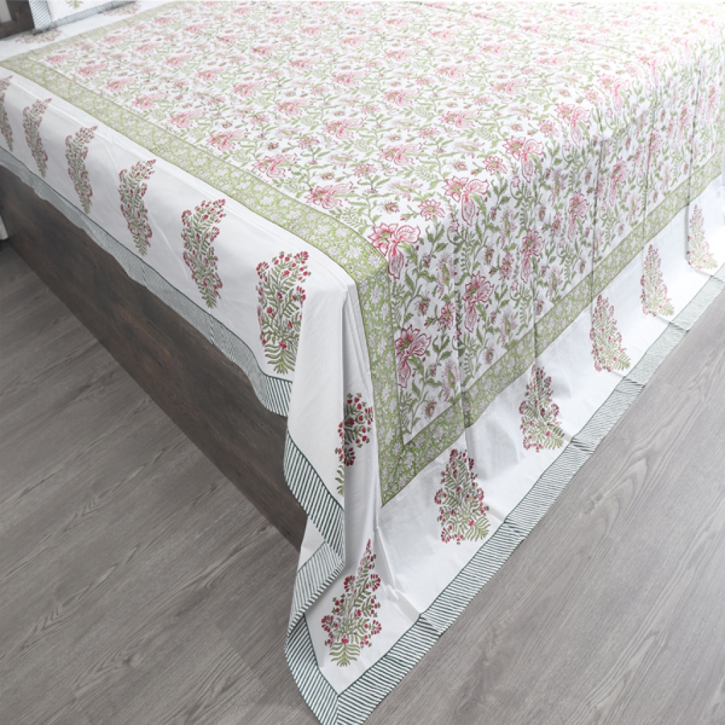 COTTON HANDBLOCK PRINTED BEDSHEET