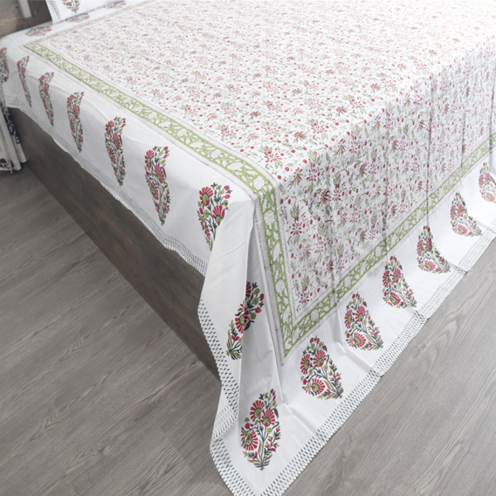 COTTON HANDBLOCK PRINTED BEDSHEET