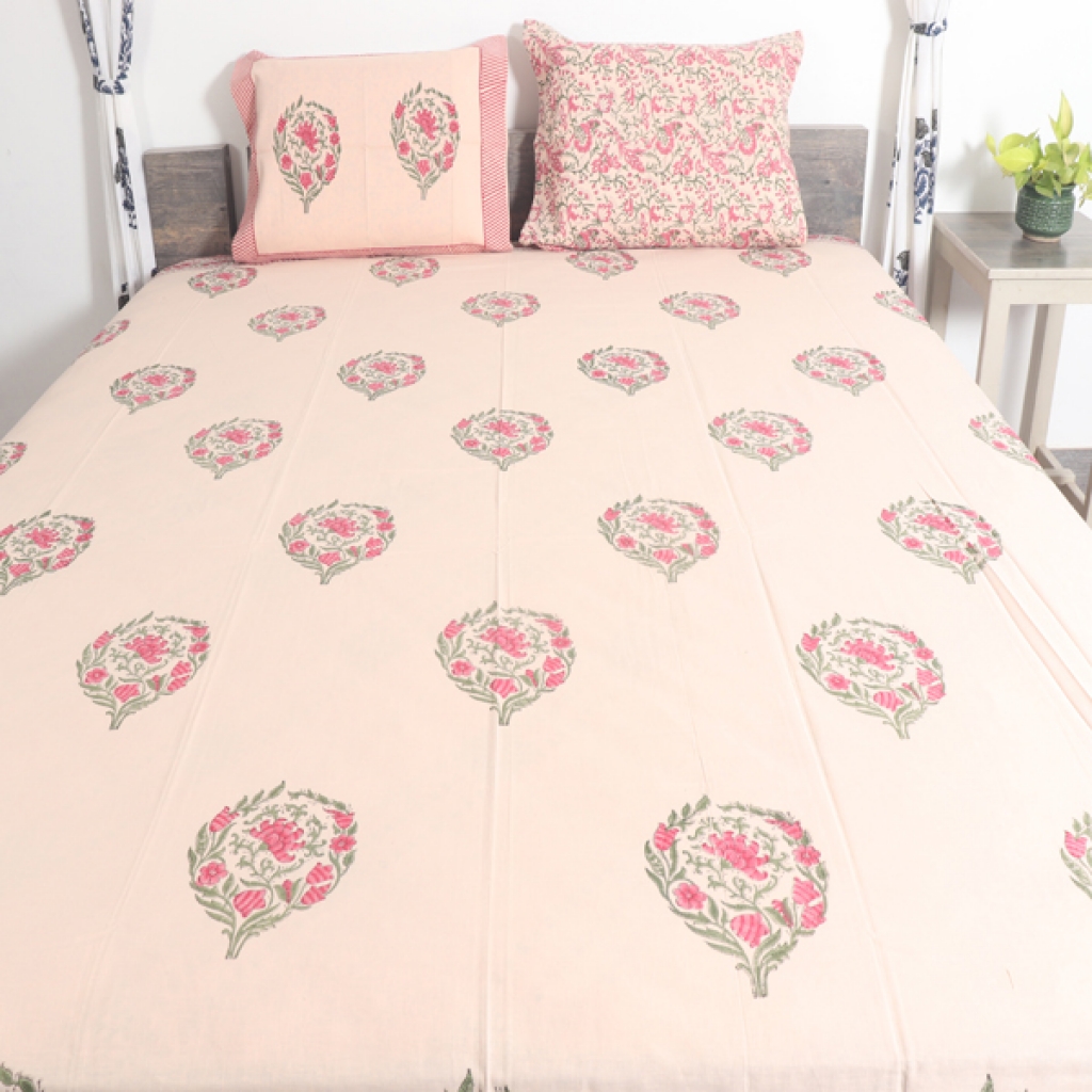 COTTON HANDBLOCK PRINTED BEDSHEET