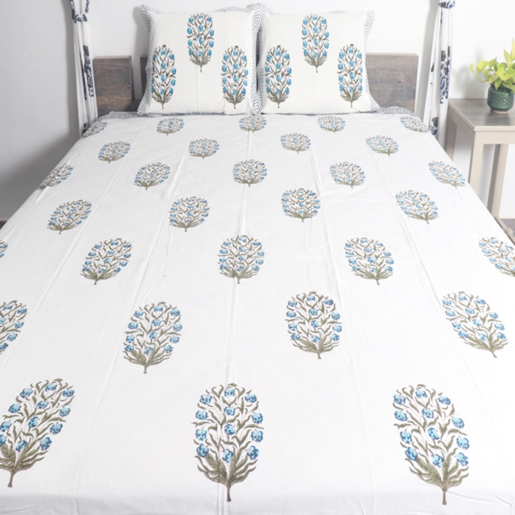 COTTON HANDBLOCK PRINTED BEDSHEET