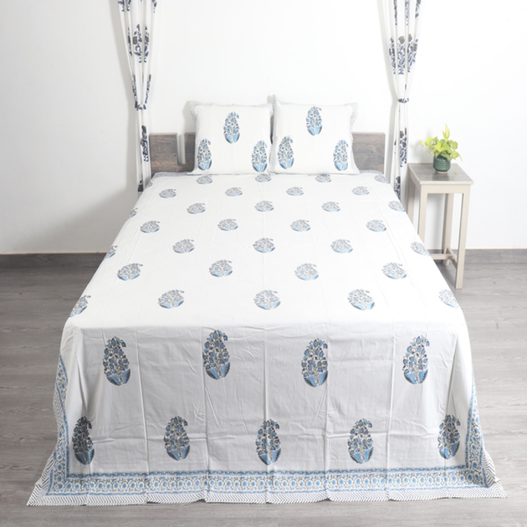 COTTON HANDBLOCK PRINTED BEDSHEET