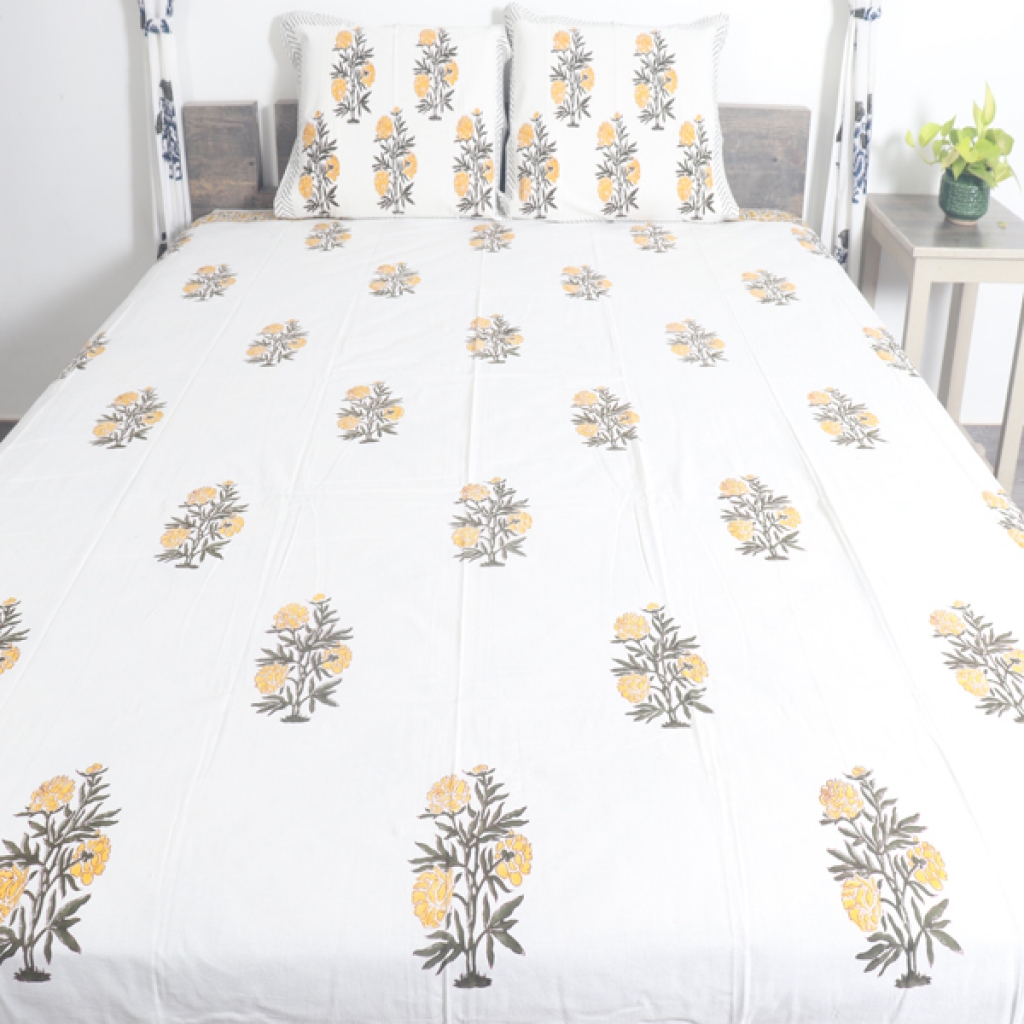 COTTON HANDBLOCK PRINTED BEDSHEET