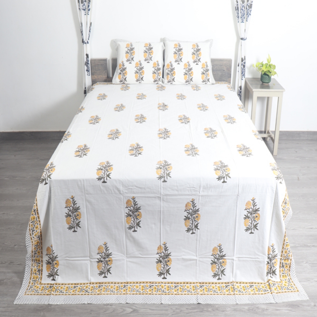 COTTON HANDBLOCK PRINTED BEDSHEET