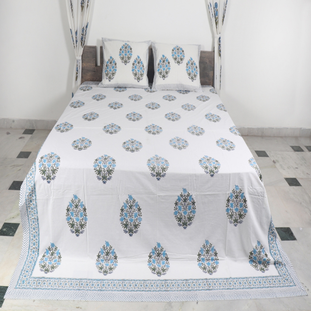 COTTON HANDBLOCK PRINTED BEDSHEET