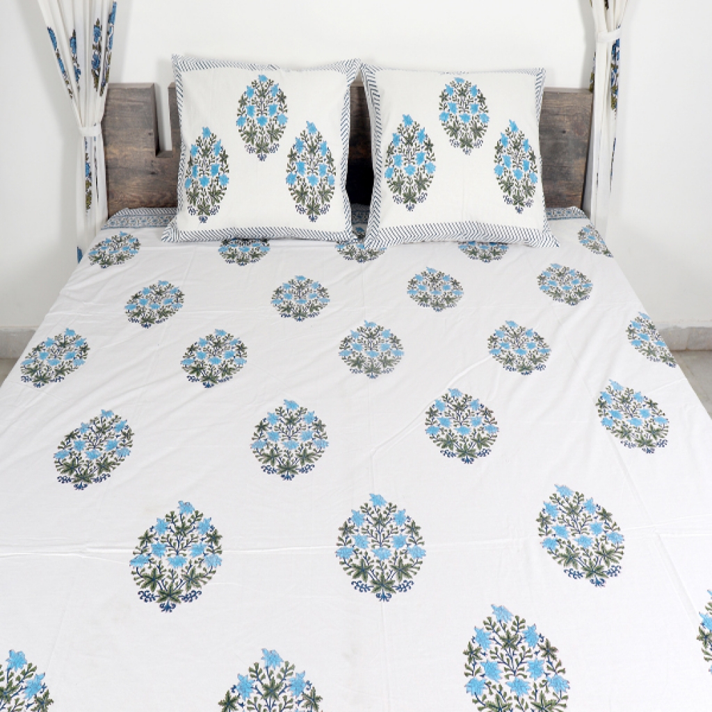 COTTON HANDBLOCK PRINTED BEDSHEET