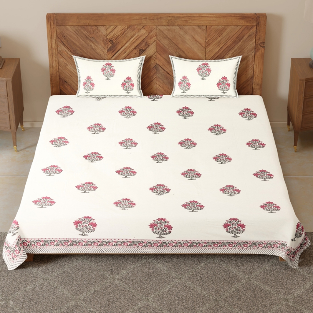 COTTON HANDBLOCK PRINTED BEDSHEET