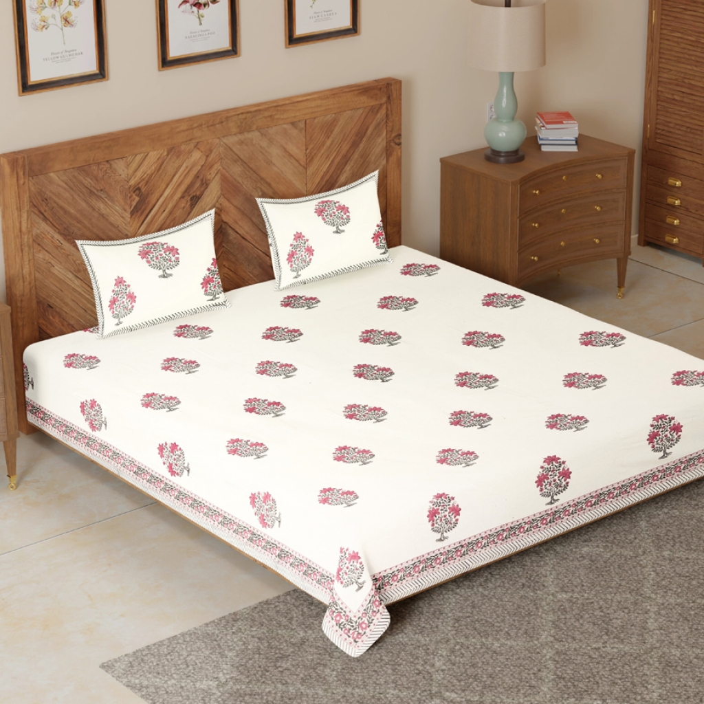 COTTON HANDBLOCK PRINTED BEDSHEET