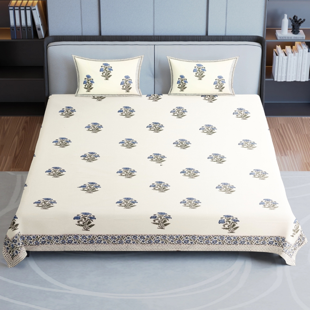 COTTON HANDBLOCK PRINTED BEDSHEET