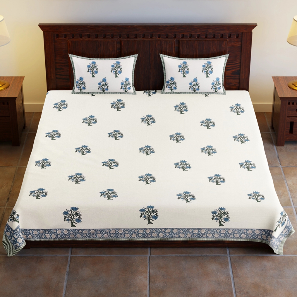 COTTON HANDBLOCK PRINTED BEDSHEET