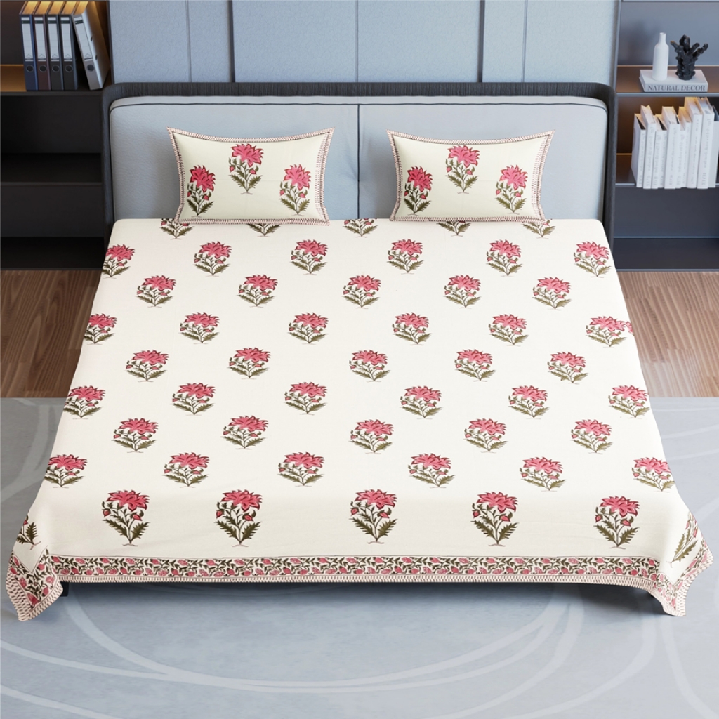 COTTON HANDBLOCK PRINTED BEDSHEET