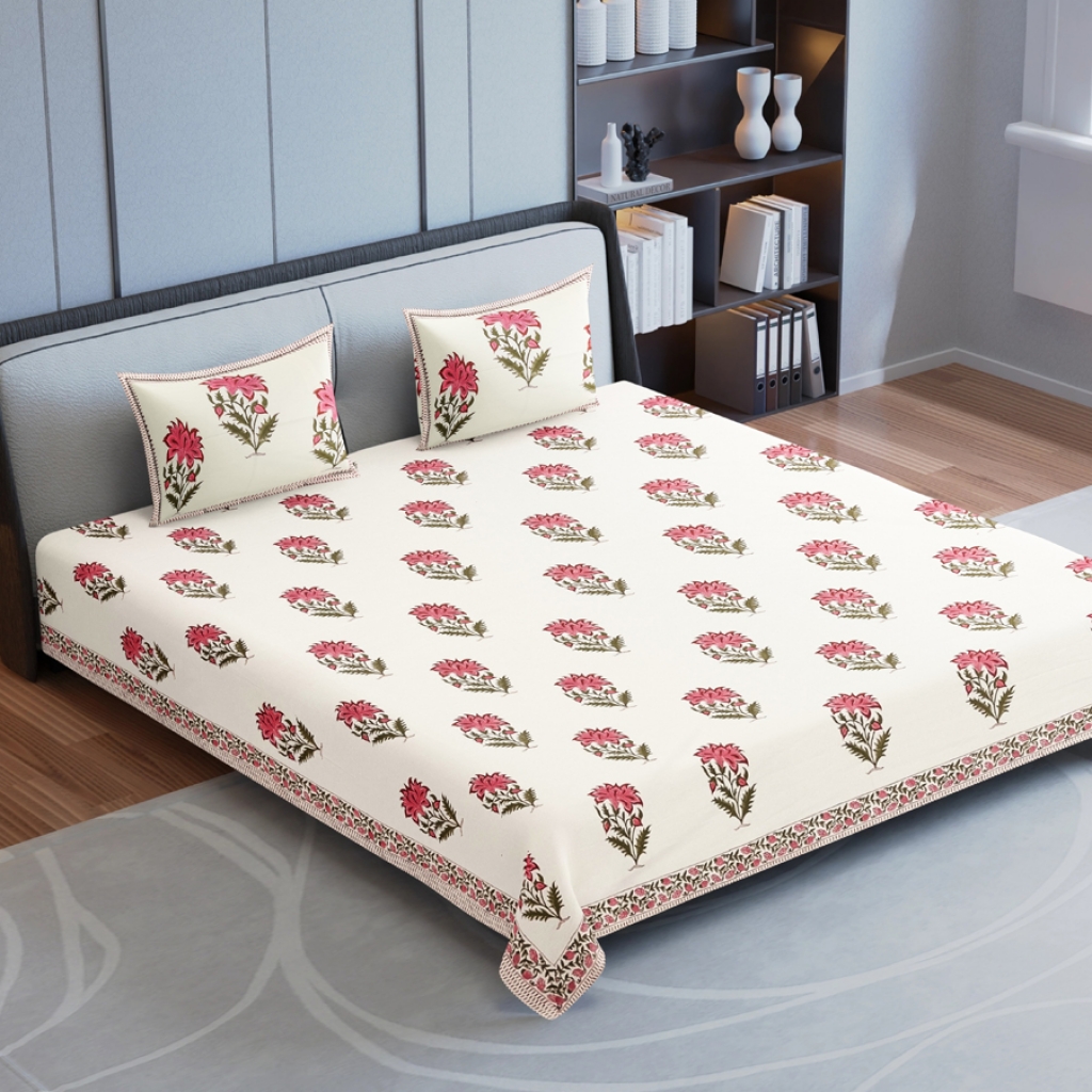 COTTON HANDBLOCK PRINTED BEDSHEET