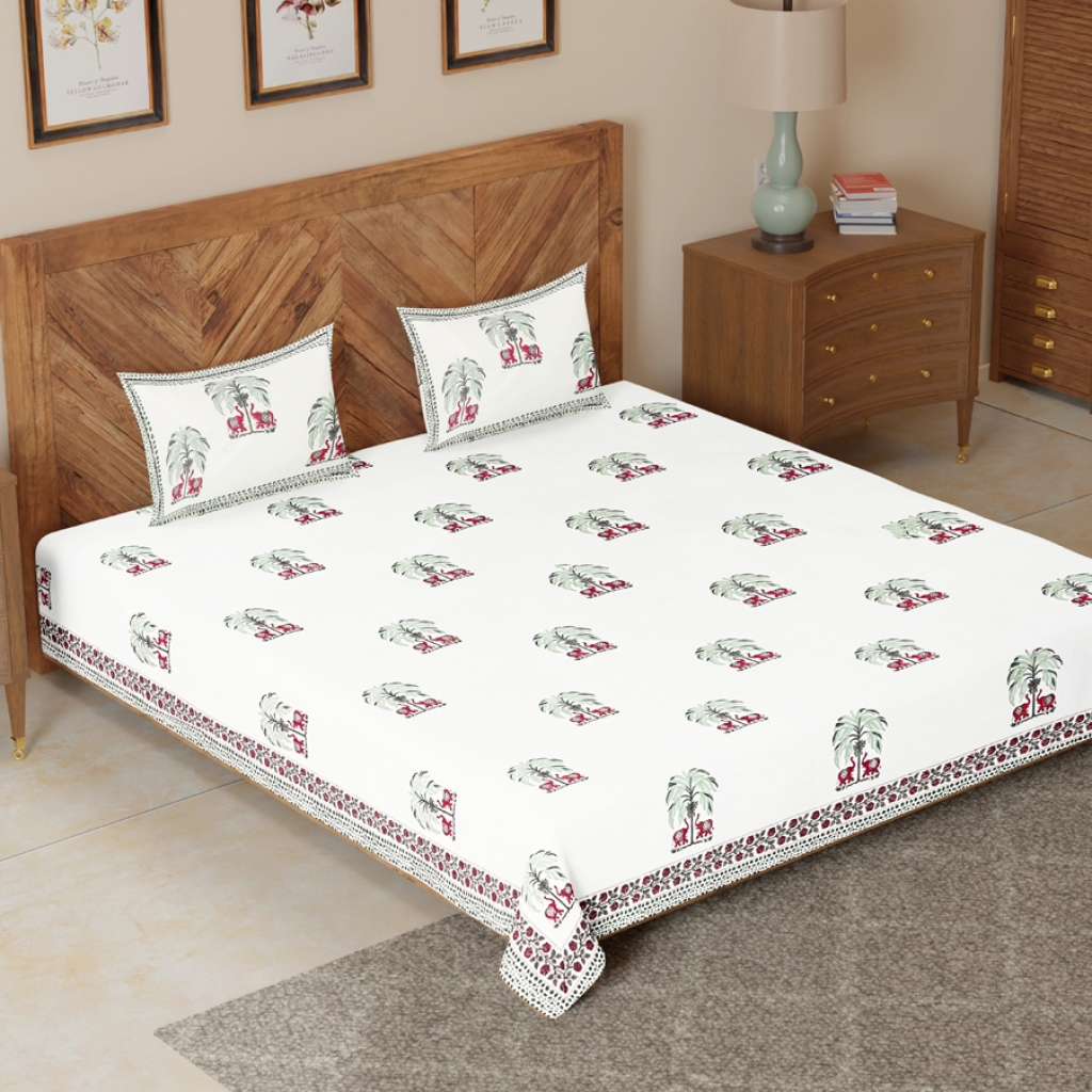 COTTON HANDBLOCK PRINTED BEDSHEET