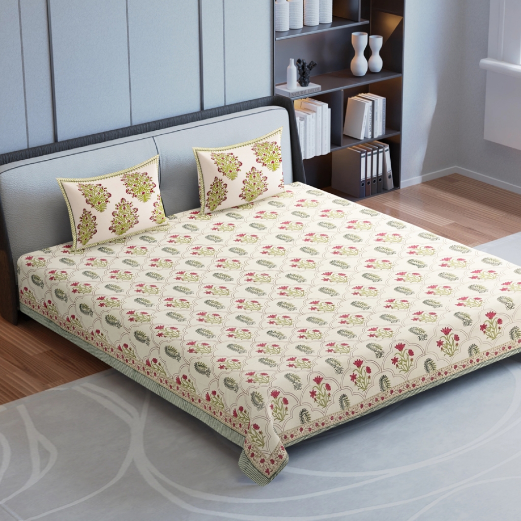 COTTON HANDBLOCK PRINTED BEDSHEET