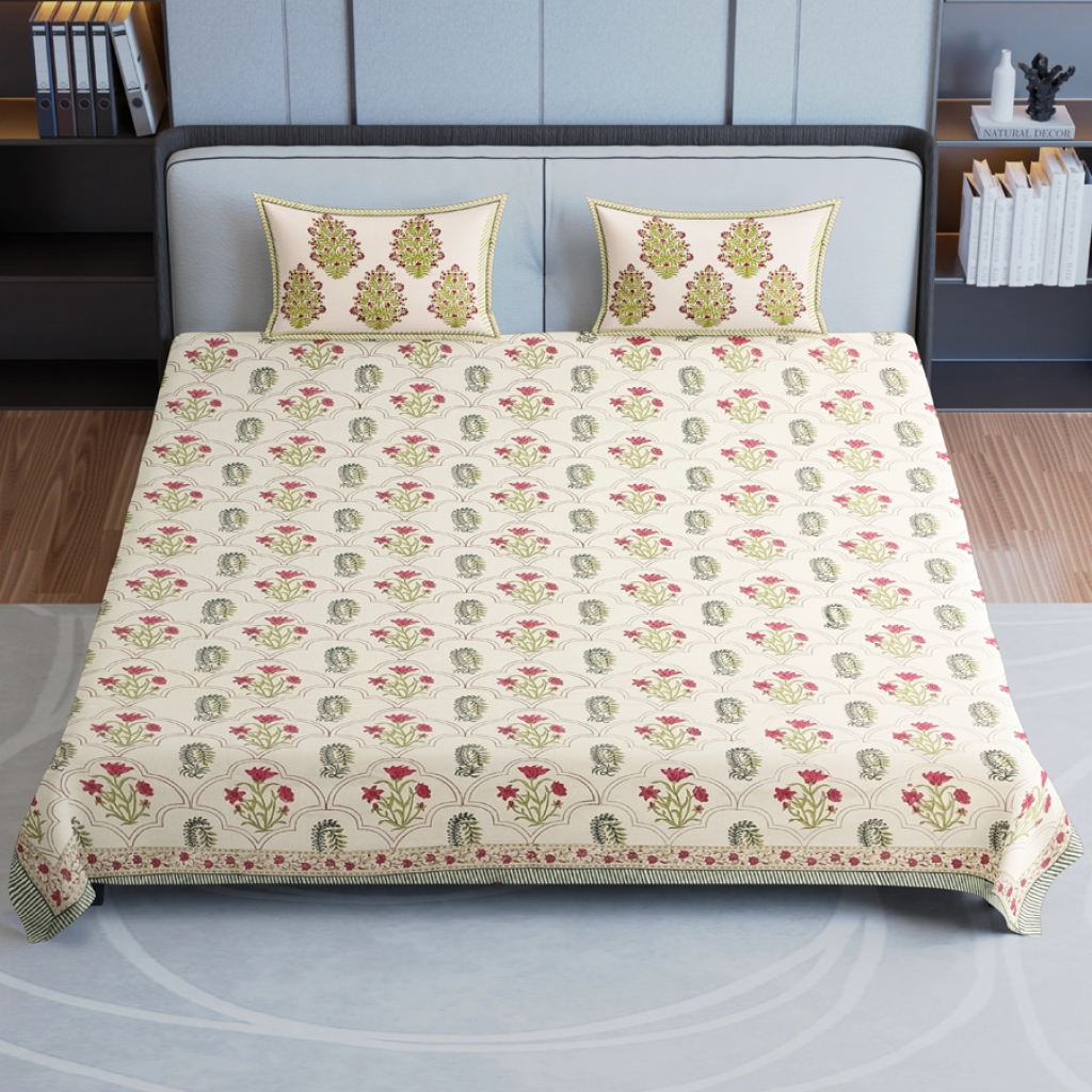 COTTON HANDBLOCK PRINTED BEDSHEET