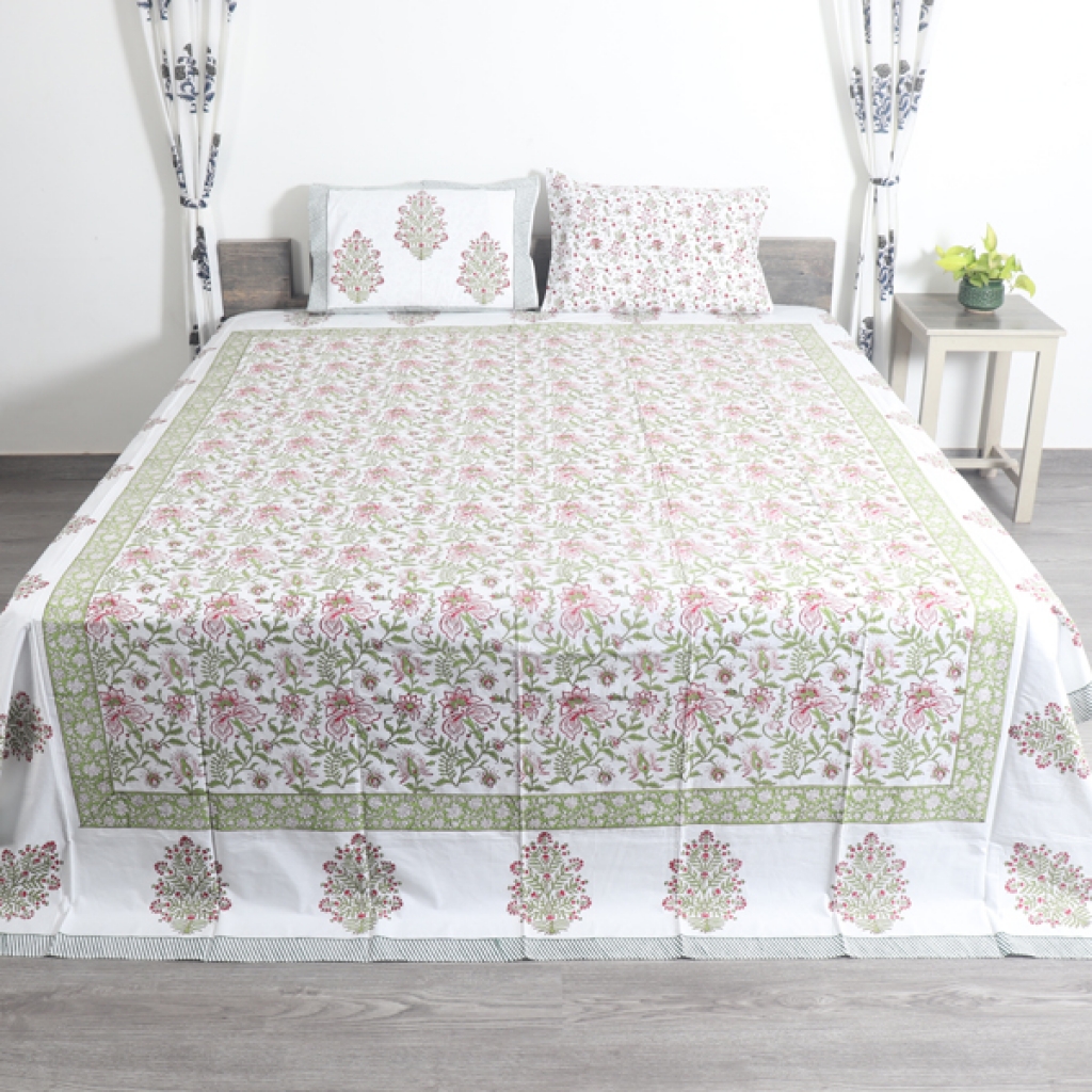 COTTON HANDBLOCK PRINTED BEDSHEET