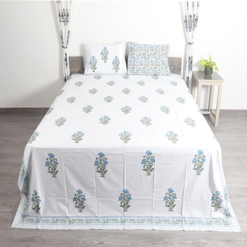 COTTON HANDBLOCK PRINTED BEDSHEET