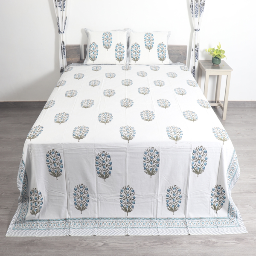 COTTON HANDBLOCK PRINTED BEDSHEET